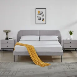 Lit capitonné Porvoo 140 x 200 cm gris en.casa>[En.Casa] New