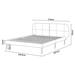 Lit capitonné Porvoo 140 x 200 cm gris en.casa><noscript><img width=
