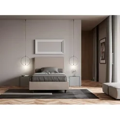 Ityhome Lit capitonné 120x190 simili cuir gris tourterelle Focus sans sommier* Lit Coffre