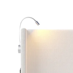 Lit capitonné 140x200cm avec une lampe de lecture , Lit Coffre avec Espace de Rangement, Sommier à Lattes, velours côtelé, Beige><noscript><img width=