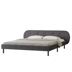 Concept Usine Lit capitonné 160x200cm gris avec tête de lit et sommier - TULSA* Lit Double