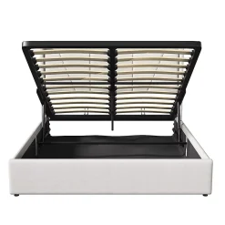 Fortuna lai Lit capitonné 160x200cm, lit coffre avec 2 USB+1 interface type-c, Rangement sous le lit,Beige* Lit Coffre