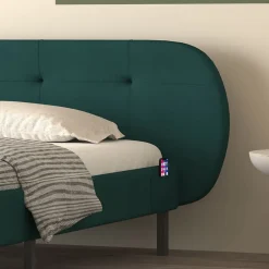 Concept Usine Lit capitonné 140x190cm vert avec tête de lit et sommier - TULSA* Lit Double