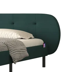 Concept Usine Lit capitonné 140x190cm vert avec tête de lit et sommier - TULSA* Lit Double
