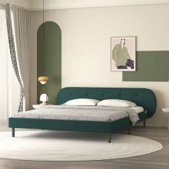 Concept Usine Lit capitonné 140x190cm vert avec tête de lit et sommier - TULSA* Lit Double