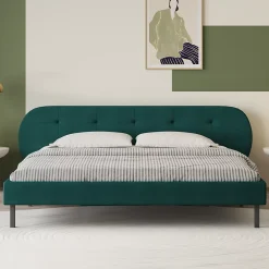 Concept Usine Lit capitonné 160x200cm vert avec tête de lit et sommier - TULSA* Lit Double