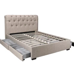 Lit CHELSEA 160x200 + 4 tiroirs + sommier / Beige>Weber Industries Online