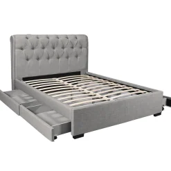 Weber Industries Lit CHELSEA 160x200 + 4 tiroirs + sommier / Gris clair* Lit Avec Rangement