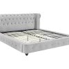 Lit chesterfield 160 x 200 cm - Velours - Gris clair - TONGERLA>Vente-unique New