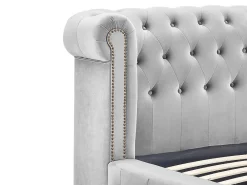 Lit chesterfield 160 x 200 cm - Velours - Gris clair - TONGERLA><noscript><img width=