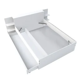 Lit CITY 140x190 + tête de lit chevet + 1 tiroir / Blanc><noscript><img width=