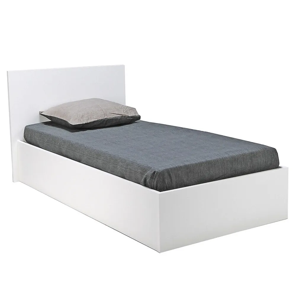 Lit coffre 1 place 90x190cm couleur Blanc avec sommier MARO>Bb Loisir Outlet