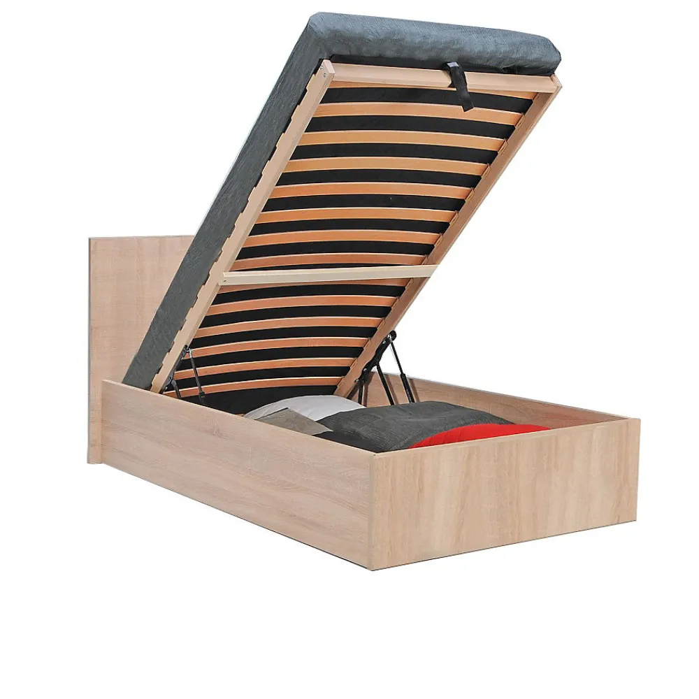 Bb Loisir Lit coffre 1 place 90x190cm couleur Chêne avec sommier MARO* Lit Coffre