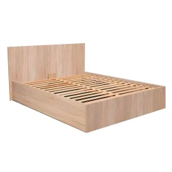 Bb Loisir Lit coffre 2 places 140x200cm couleur chêne avec sommier MARO* Lit Coffre