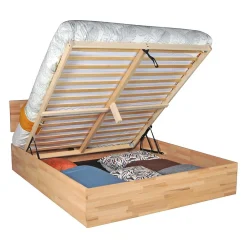 Bb Loisir Lit coffre 2 places 160x200cm Hêtre massif huilé avec sommier MALI* Lit Coffre