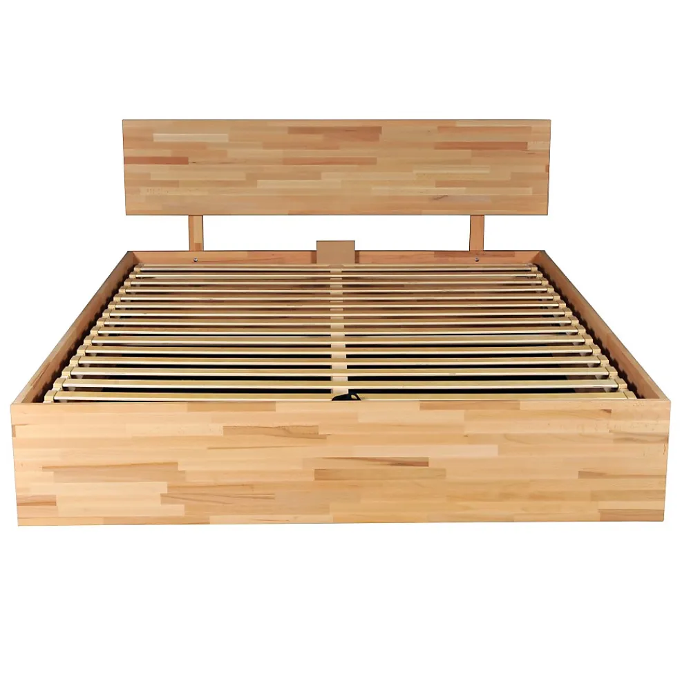Bb Loisir Lit coffre 2 places 160x200cm Hêtre massif huilé avec sommier MALI* Lit Coffre