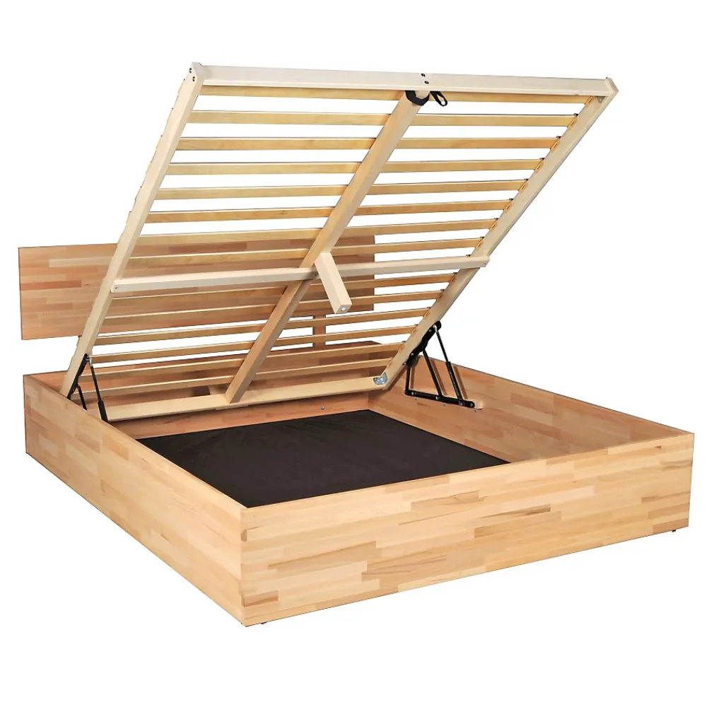 Bb Loisir Lit coffre 2 places 160x200cm Hêtre massif huilé avec sommier MALI* Lit Coffre