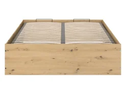 Lit coffre 140 x 190 cm - Coloris : Naturel et noir + Matelas - LUDARO><noscript><img width=