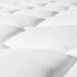 Lit coffre 140 x 200 cm - Lit double capitonné avec sommier à lattes et charge USB Type C - Coton et métal - avec Matelas - Beige><noscript><img width=