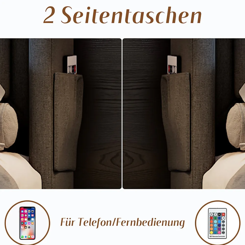 Lit Coffre 90 x 200 Cm - Lit Simple avec Tête de Lit LED et Charge USB C - Bois, Coton, Métal - Sans Matelas - Gris>Okwish