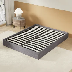 Lit Coffre 120 x 190 cm - Sommier à lattes en bois - Cadre en tissu gris>November Sale
