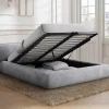 Vente-unique Lit coffre 160 x 200 cm - Tissu - Gris clair + Matelas - MIRSIO* Ensemble Sommier Et Matelas