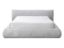 Vente-unique Lit coffre 160 x 200 cm - Tissu - Gris clair + Matelas - MIRSIO* Ensemble Sommier Et Matelas