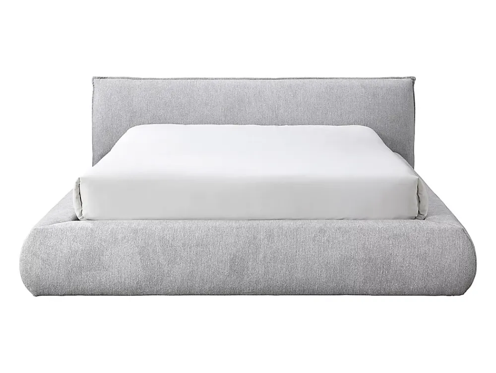 Vente-unique Lit coffre 160 x 200 cm - Tissu - Gris clair + Matelas - MIRSIO* Ensemble Sommier Et Matelas