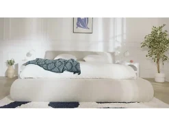 Vente-unique Lit coffre 160 x 200 cm - Tissu - Gris clair + Matelas - MIRSIO* Ensemble Sommier Et Matelas