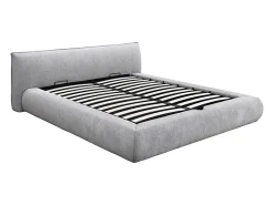 Vente-unique Lit coffre 160 x 200 cm - Tissu - Gris clair + Matelas - MIRSIO* Ensemble Sommier Et Matelas