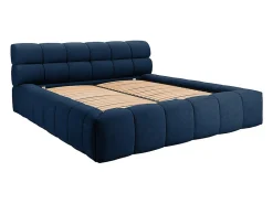 Lit coffre 160 x 200 cm - Tissu - Bleu nuit - FORVIK II><noscript><img width=