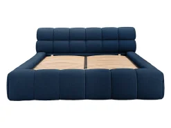 Lit coffre 160 x 200 cm - Tissu - Bleu nuit - FORVIK II><noscript><img width=