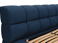 Lit coffre 160 x 200 cm - Tissu - Bleu nuit - FORVIK II><noscript><img width=
