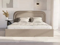 Vente-unique Lit coffre 140 x 190 cm - Tissu chiné - Beige - FIREZA II* Lit Coffre