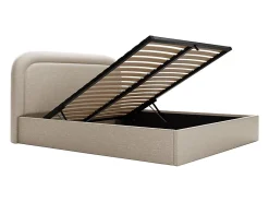 Vente-unique Lit coffre 140 x 190 cm - Tissu chiné - Beige - FIREZA II* Lit Coffre