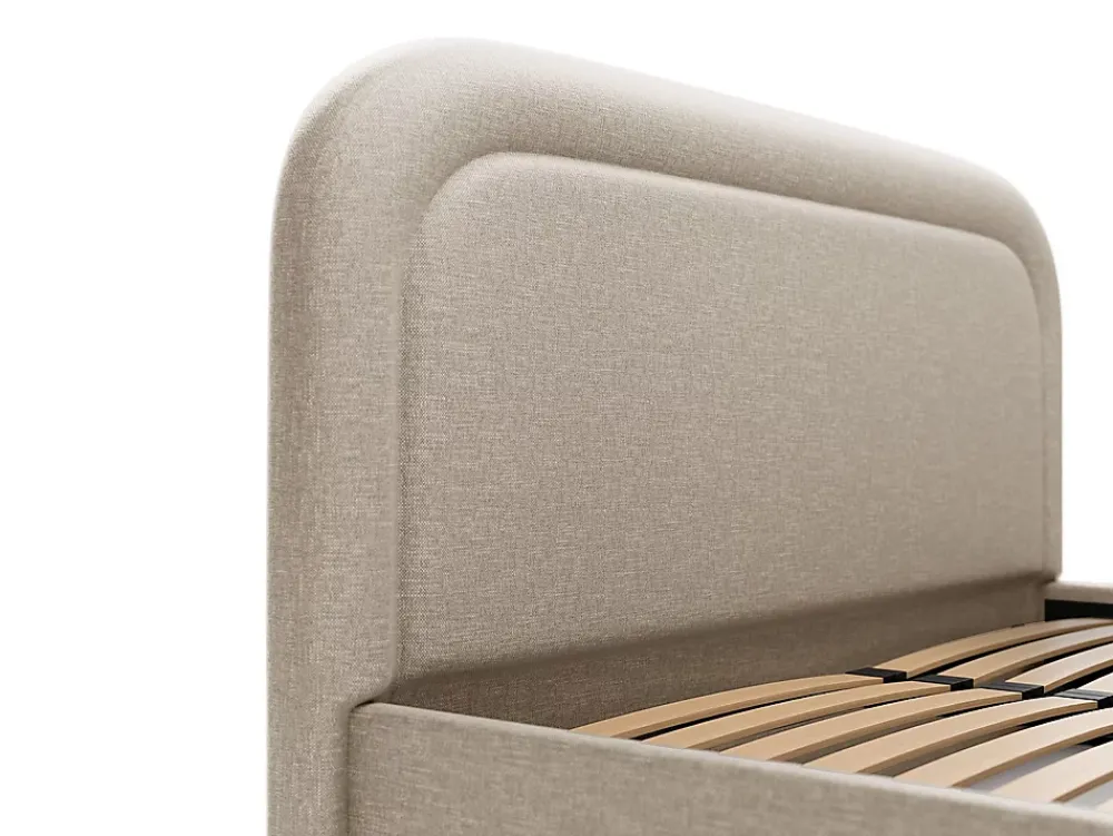Vente-unique Lit coffre 140 x 190 cm - Tissu chiné - Beige - FIREZA II* Lit Coffre