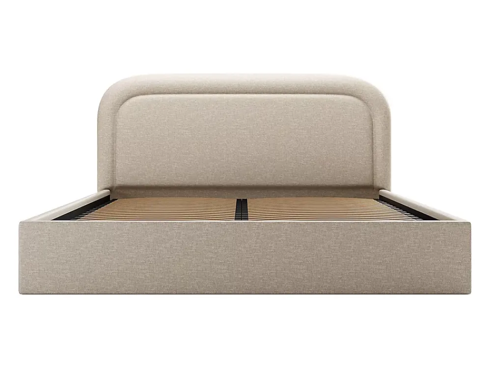 Vente-unique Lit coffre 140 x 190 cm - Tissu chiné - Beige - FIREZA II* Lit Coffre