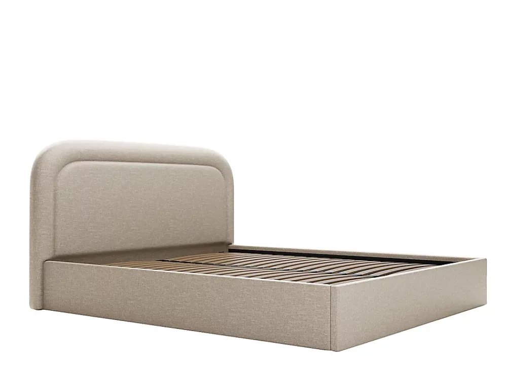 Vente-unique Lit coffre 140 x 190 cm - Tissu chiné - Beige - FIREZA II* Lit Coffre