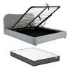 Lit coffre 160 x 200 cm - Tissu - Gris clair + Matelas - VANARI>Vente-unique Sale