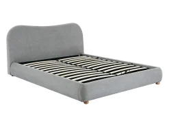 Lit coffre 160 x 200 cm - Tissu - Gris clair + Matelas - VANARI><noscript><img width=