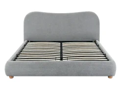 Lit coffre 160 x 200 cm - Tissu - Gris clair + Matelas - VANARI><noscript><img width=