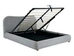 Lit coffre 160 x 200 cm - Tissu - Gris clair + Matelas - VANARI><noscript><img width=