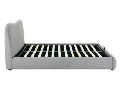 Lit coffre 160 x 200 cm - Tissu - Gris clair + Matelas - VANARI><noscript><img width=