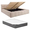 Lit coffre 160 x 200 cm - Tissu - Beige + Matelas - FORVIK II>Vente-unique Clearance