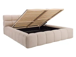 Lit coffre 160 x 200 cm - Tissu - Beige + Matelas - FORVIK II><noscript><img width=