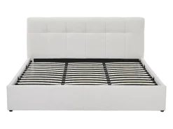 Vente-unique Lit coffre 180 x 200 cm - Tissu bouclette - Blanc + Matelas - MAZIRI* Ensemble Sommier Et Matelas
