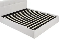 Vente-unique Lit coffre 180 x 200 cm - Tissu bouclette - Blanc + Matelas - MAZIRI* Ensemble Sommier Et Matelas