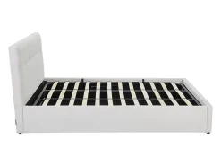 Vente-unique Lit coffre 180 x 200 cm - Tissu bouclette - Blanc + Matelas - MAZIRI* Ensemble Sommier Et Matelas