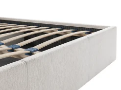 Vente-unique Lit coffre 140 x 190 cm - Tissu texturé - Crème + Matelas - JUSTANI* Ensemble Sommier Et Matelas