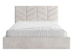 Vente-unique Lit coffre 140 x 190 cm - Tissu texturé - Crème + Matelas - JUSTANI* Ensemble Sommier Et Matelas